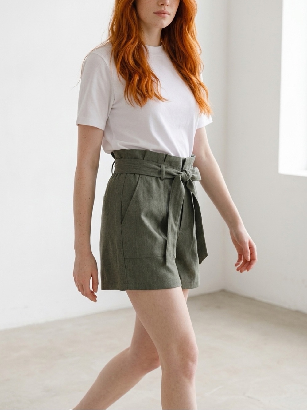 BB Dakota by Steve Madden Olive Green High-Waisted Tie-Belt Short Size S